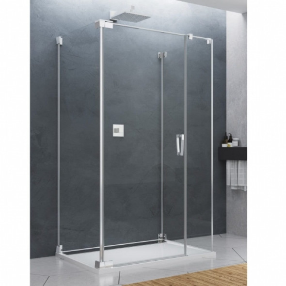 Sanswiss Cadura kabina trójścienna 80x100x80cm, lewa, profil srebrny połysk, szkło bezbarwne CA31CGSM100-CAT2SM80-CAT5SM80-RCA50-50.07