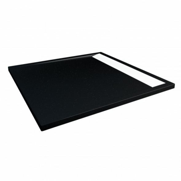 Sanswiss ILA brodzik kwadratowy 90x90cm, czarny granit, odpływ biały WIQ09004154