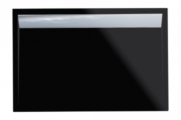 Sanswiss ILA brodzik prostokątny 80x90cm, czarny granit, odpływ srebrny połysk WIA8009050154