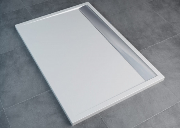 Sanswiss ILA brodzik prostokątny 90x150cm biały, odpływ srebrny połysk WIA901505004