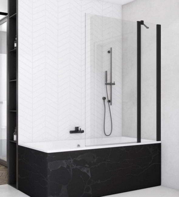 Sanswiss Solino black parawan nawannowy 2-częściowy 120cm, profil czarny mat, szkło bezbarwne SOEB131200607