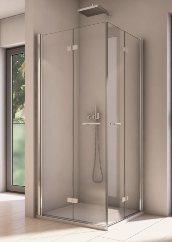 Sanswiss Solino kabina kwadratowa 75x75cm, drzwi składane, profile srebrny połysk, szkło bezbarwne SOLF1G075D07505007