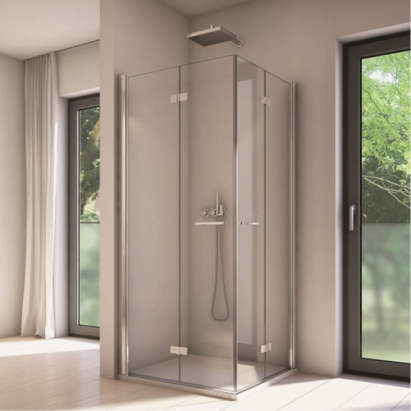 Sanswiss Solino kabina prostokątna 80x75cm, drzwi składane, profile srebrny połysk, szkło bezbarwne SOLF1G080D0755007