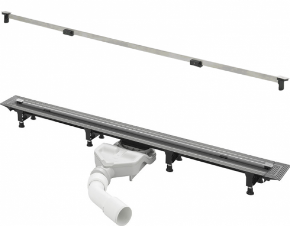 Viega Advantix Vario 721671 odpływ liniowy regulowany 30-120 cm model 4966.10 z rusztem stal matowa SR1 686284 model 4965.30