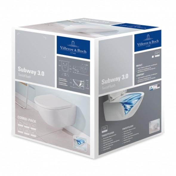 Villeroy&Boch Subway 3.0 miska podwieszana 56x37cm z deską wolnoopadajacą 4670TS01
