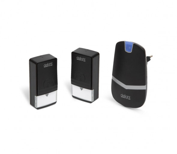 Bezprzewodowy dzwonek do drzwi 230V + 2x przycisk IP44 czarny