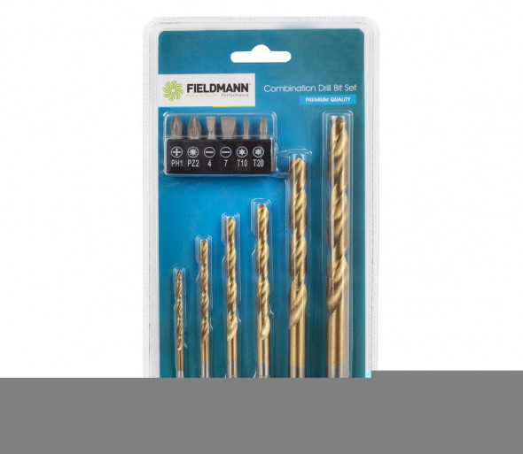 Fieldmann - Zestaw wierteł do żelaza + bity 12 szt.