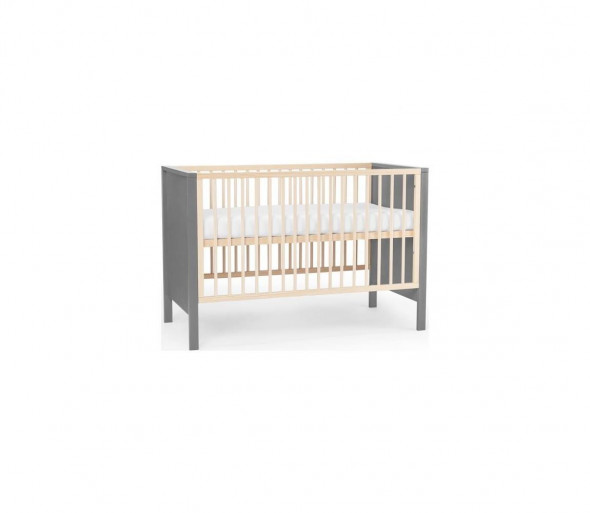 KINDERKRAFT - Łóżeczko drewniane z barierką MIA