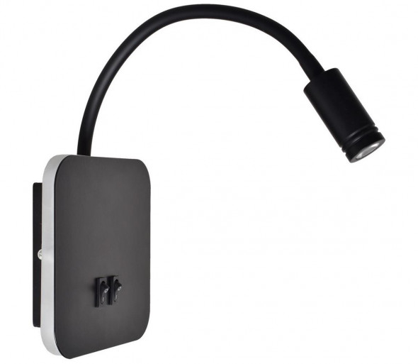 LED Lampka ścienna BASE 1xLED/8W+1xLED/2W/230V czarna/srebrna