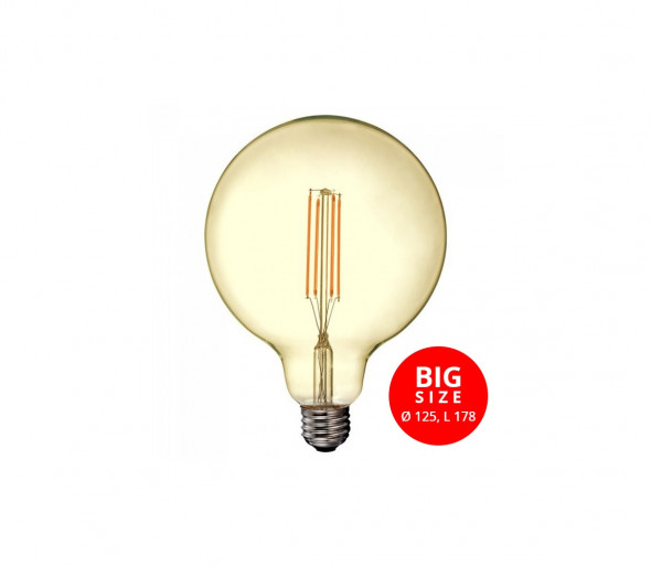 LED Żarówka FILAMENT VINTAGE G125 E27/12,5W/230V 2200K