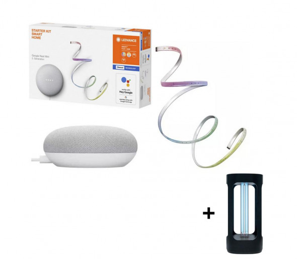 Ledvance - Inteligentny głośnik Google Nest Mini + taśma LED SMART+