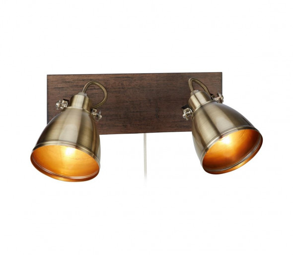 Markslöjd 108214 - Reflektor ścienny NATIVE 2xE14/18W/230V mosiądz/drewno