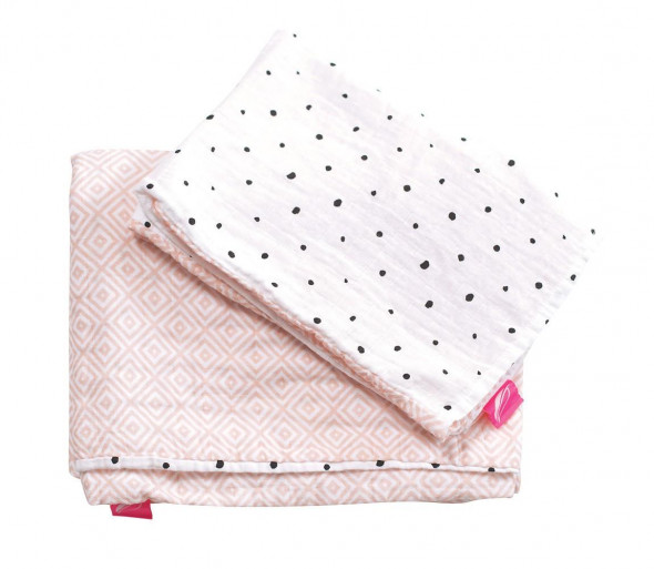 MOTHERHOOD - Pościel muślinowa bawełniana do łóżeczka Pro-Washed 2-częściowa różowa