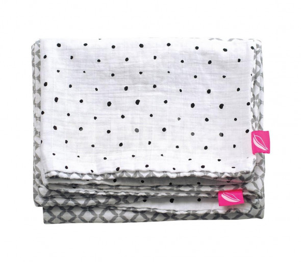 MOTHERHOOD - Pościel muślinowa bawełniana do łóżeczka Pro-Washed 2-częściowa szara