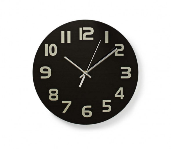 Nedis CLWA006GL30BK - Zegar ścienny1xAA/1,5V szkło 30 cm czarny