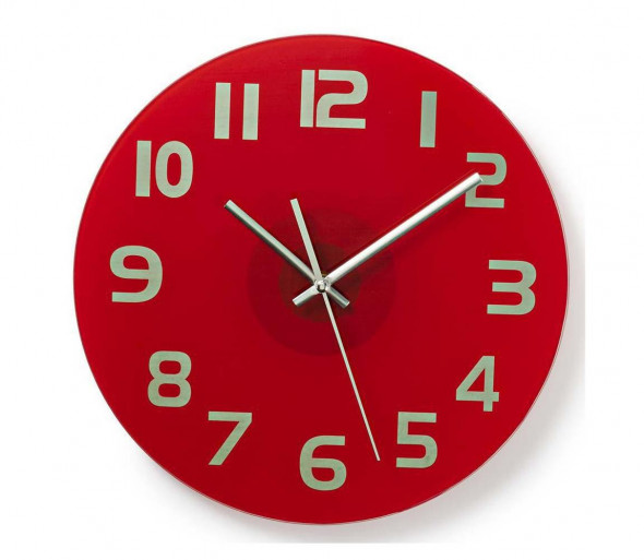 Nedis CLWA006GL30RD - Zegar ścienny 1xAA czerwony