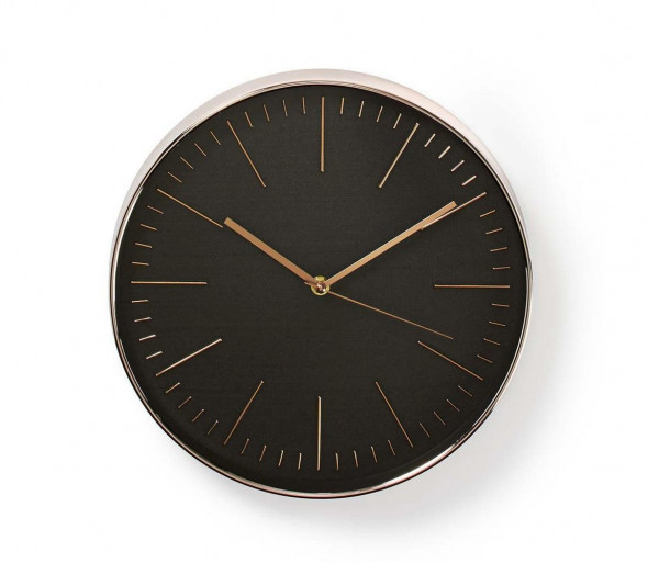 Nedis CLWA013PC30BK - Zegar ścienny 1xAA czarny/różowy