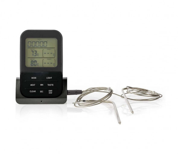Nedis KATH107GY- Bezprzewodowy termometr do mięsa z wyświetlaczem LCD i timerem 0-250 °C