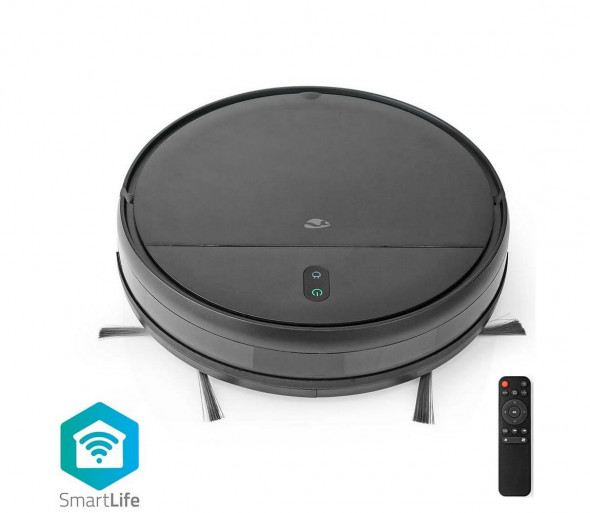 Nedis WIFIVCR001CBK - Inteligentny odkurzacz automatyczny Wi-Fi czarny + pilot zdalnego sterowania