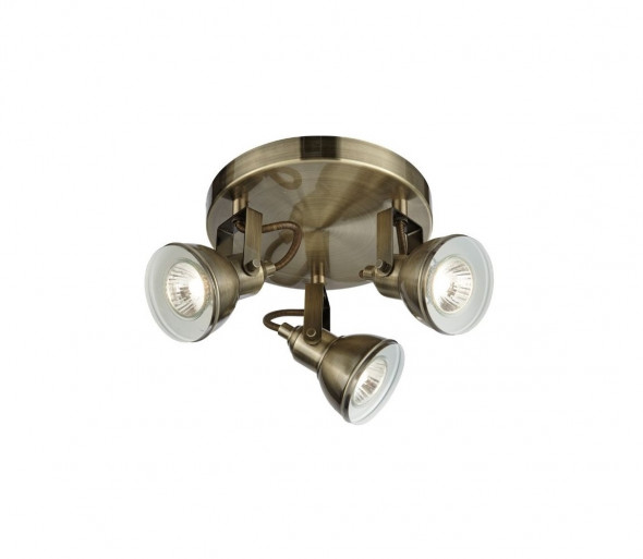 Searchlight - Oświetlenie punktowe FOCUS 3xGU10/50W/230V mosiądz