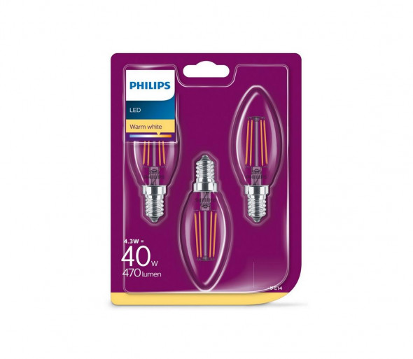 SET 3x LED Żarówka Philips E14/4,3W/230V 2700K