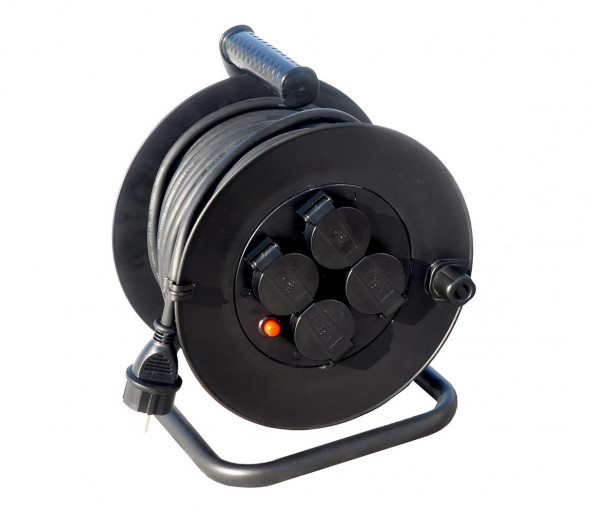 Solight PB33 - Przedłużacz bębnowy 25m czarny IP44