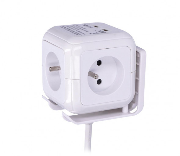 Solight PP145USB - Przedłużacz sześcian 4x230V/2xUSB 5V 2m