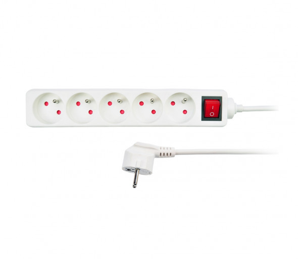 Solight PP51 - Przedłużacz z wyłącznikiem 5Z 2m