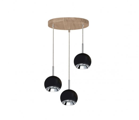Spot-Light 5143374R - LED Żyrandol na lince BALL WOOD 3xGU10/5W/230V