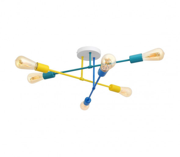 Surface-mounted żyrandol CAMBRIDGE 6xE27/20W/230V niebieski/żółty