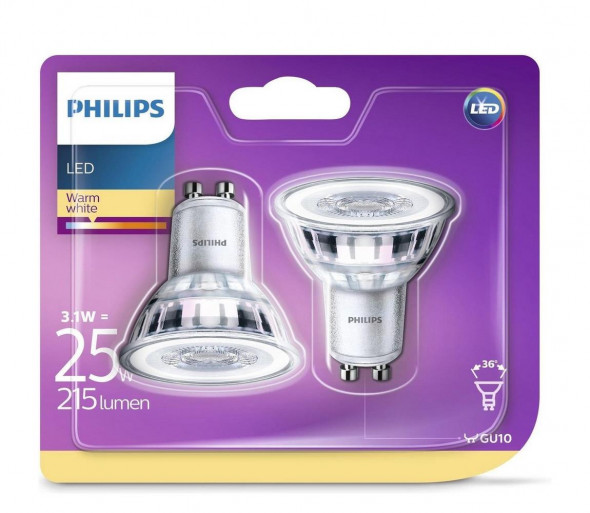 ZESTAW 2x LED Żarówka Philips GU10/3,1W/230V 2700K