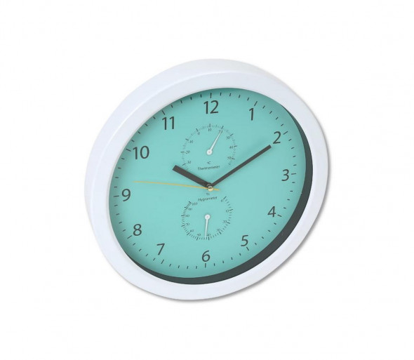 Zewnętrzny zegar ścienny z termometrem i miernikiem wilgotności 1xAA