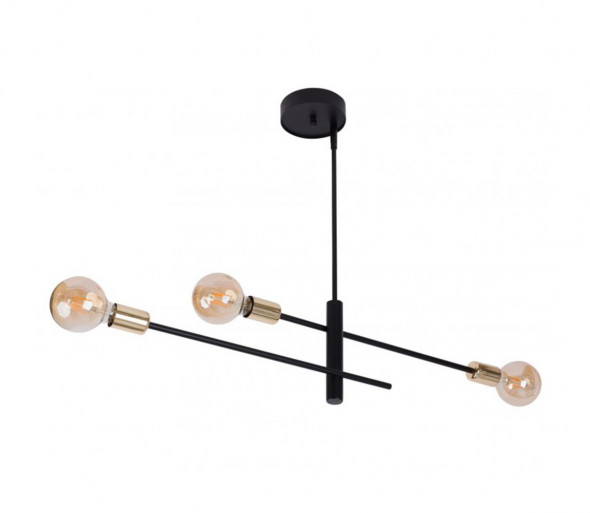Żyrandol na drążku ONYX 3xE27/60W/230V czarny/złoty