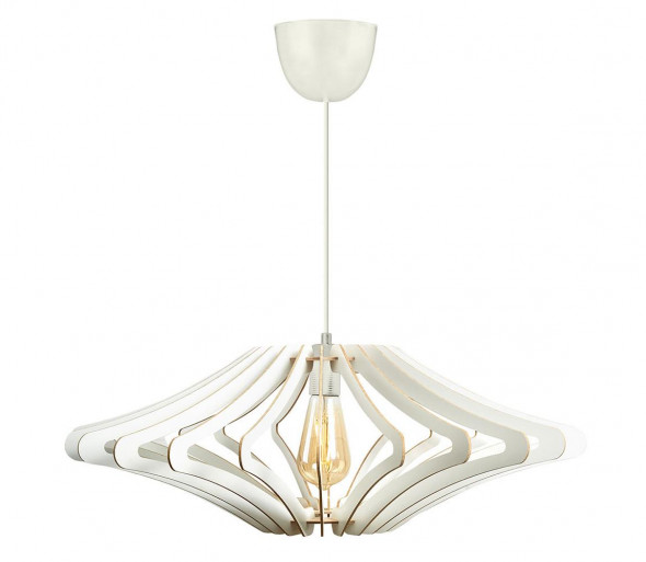 Żyrandol na lince 1xE27/60W/230V biały d. 47 cm drewno