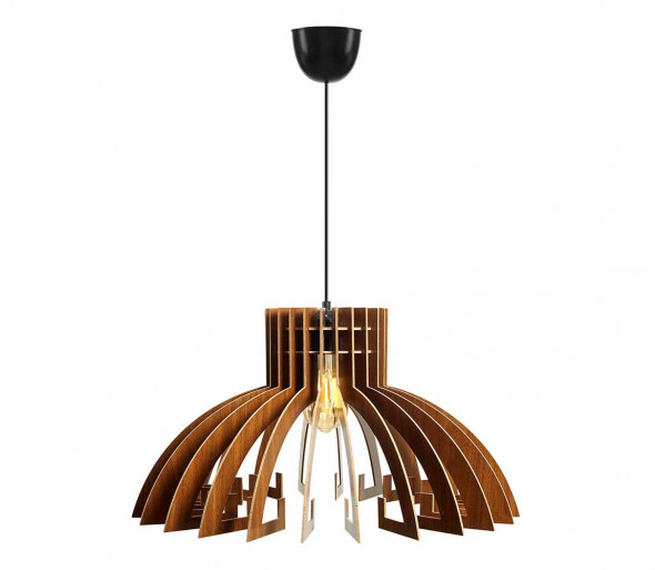 Żyrandol na lince 1xE27/60W/230V brązowy d. 39 cm drewno