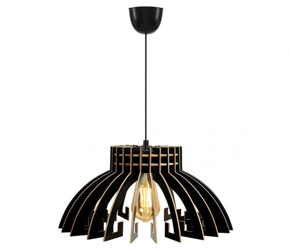 Żyrandol na lince 1xE27/60W/230V czarny śr. 39 cm drewno