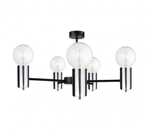 Żyrandol na lince ARD 5xE27/60W/230V czarny/błyszczący chrom