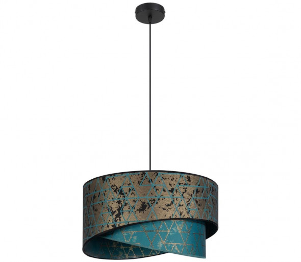 Żyrandol na lince REZO 1xE27/60W/230V turkusowy/złoty