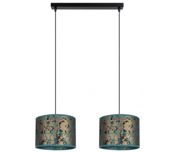 Żyrandol na lince REZO 2xE27/60W/230V złoty/turkusowy