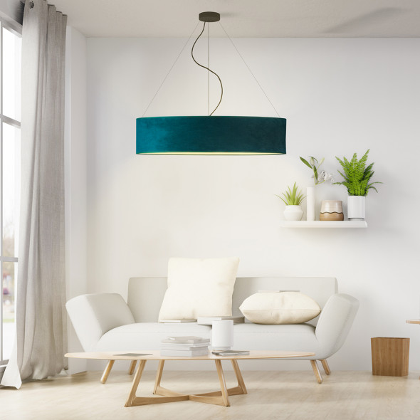 Nowoczesny zwis z welurowym abażurem PORTO VELUR fi - 80 cm - kolor zieleń butelkowa WYSYŁKA 24H