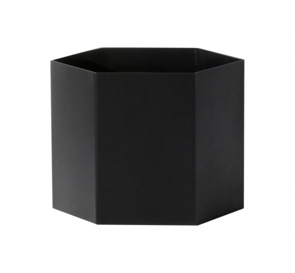 Doniczka czarna metalowa HEXAGON - ferm LIVING 18 x 14 cm | XL