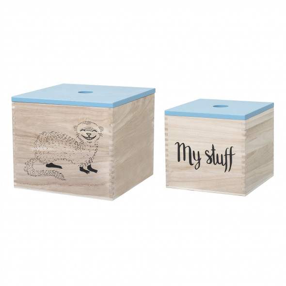 Dwa pudełka na zabawki - niebieski - Bloomingville