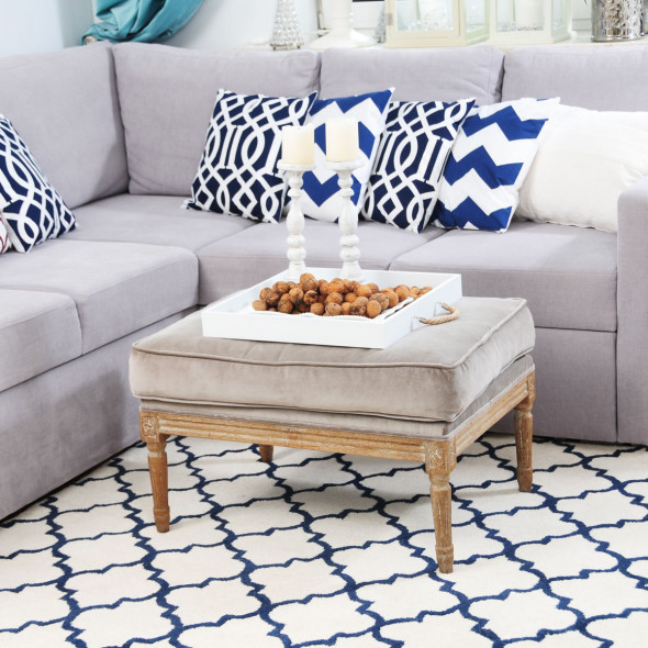 Dywan wełniany MOROCCAN TRELLIS White–Navy - White Oaks 230 x 300 cm