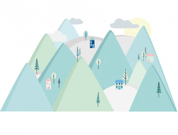 GÓRY | naklejka do pokoju dziecięcego - różne kolory - Pastelowelove różowy, L (180 x 90 cm), matowe