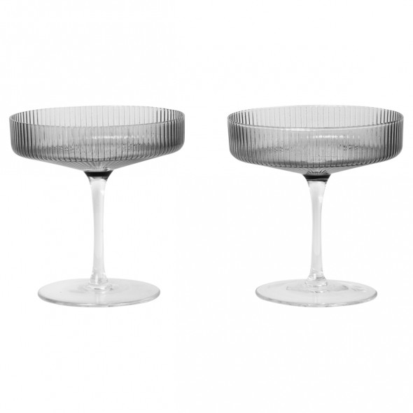 Kieliszki do szampana Ripple - 2 szt. - ferm LIVING | smoked