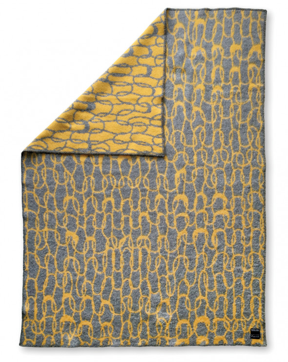 Koc LOOPS - żółty / biały - IHANNA HOME żółty