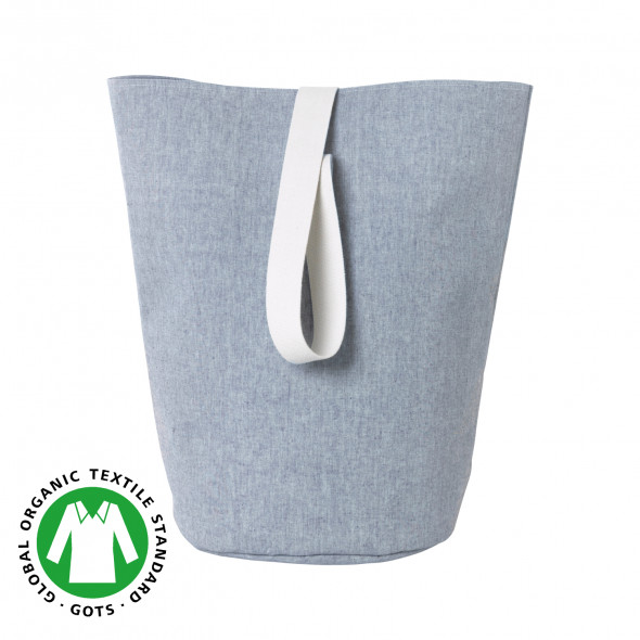 Kosz bawełniany CHAMBRAY niebieski - różne rozmiary - ferm LIVING L (Ø 40 cm)