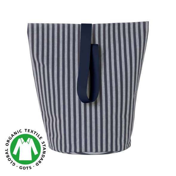 Kosz bawełniany CHAMBRAY w paski - różne rozmiary - ferm LIVING M (Ø 35 cm)