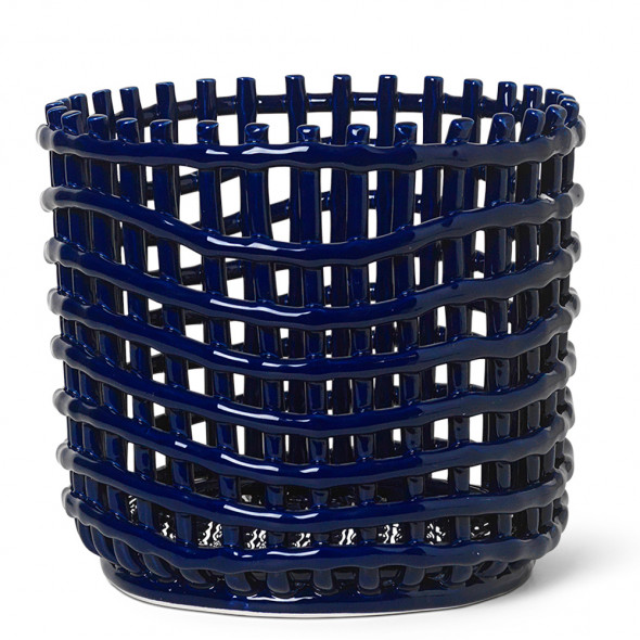 Kosz ceramiczny - ferm LIVING | blue L (23,5 cm)