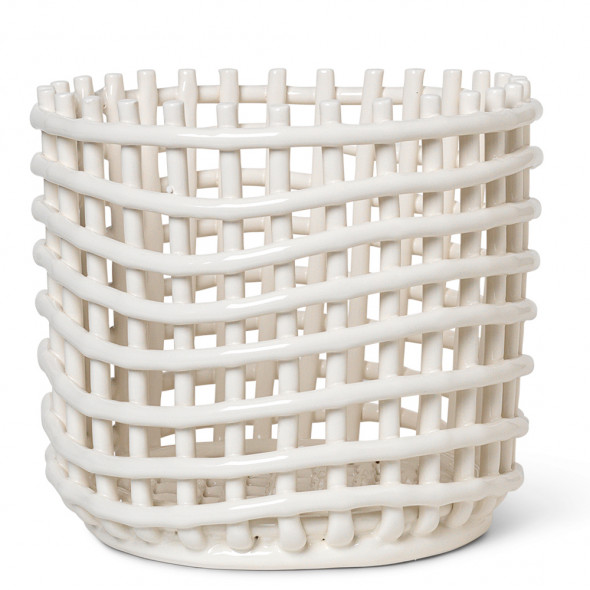 Kosz ceramiczny - ferm LIVING | off-white S (16 cm)